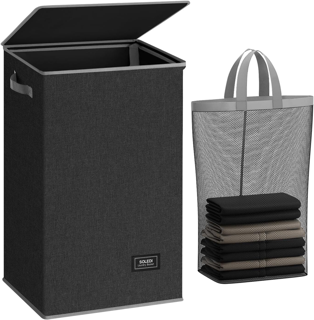 100L Laundry Hamper with Lid, Large Collapsible Laundry Basket