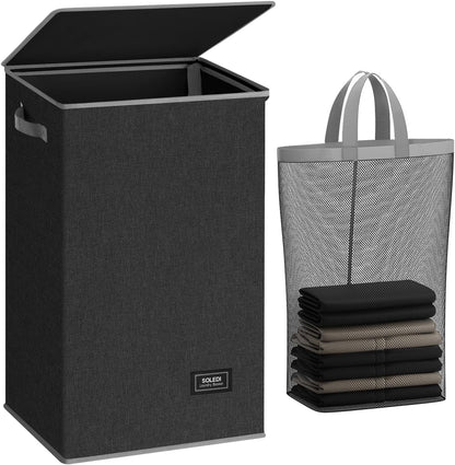 100L Laundry Hamper with Lid, Large Collapsible Laundry Basket