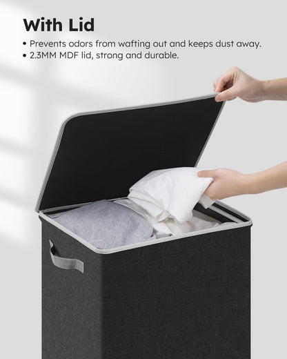100L Laundry Hamper with Lid, Large Collapsible Laundry Basket