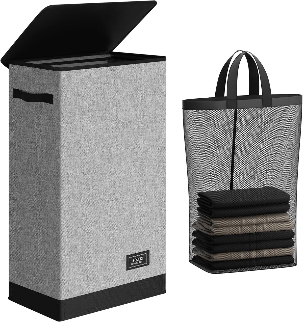 100L Laundry Hamper with Lid, Large Collapsible Laundry Basket
