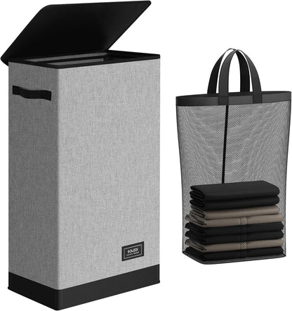 100L Laundry Hamper with Lid, Large Collapsible Laundry Basket