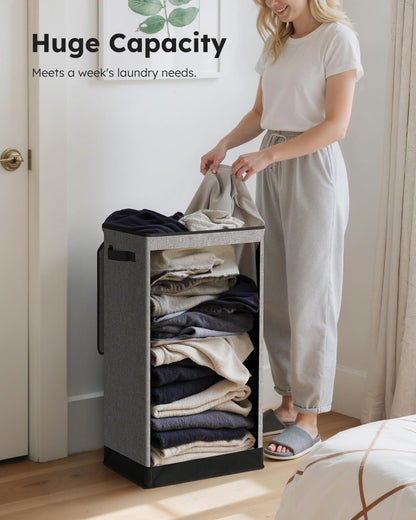 100L Laundry Hamper with Lid, Large Collapsible Laundry Basket