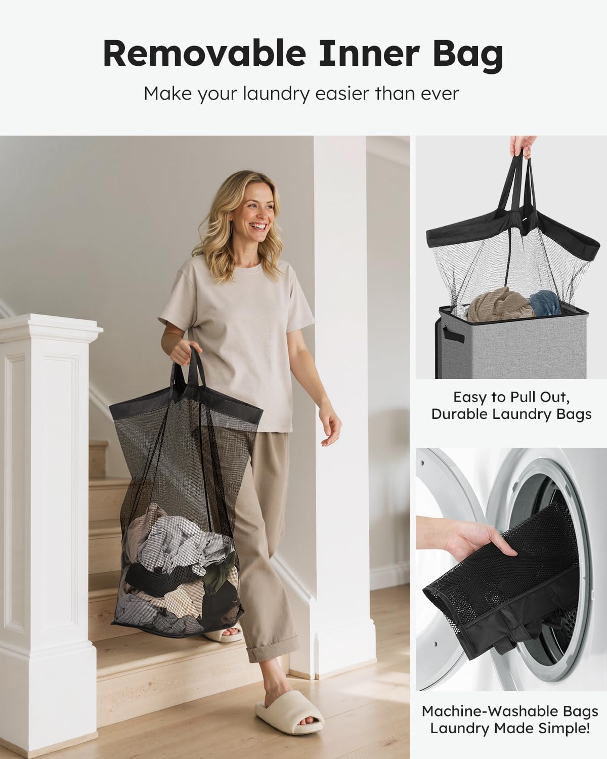 100L Laundry Hamper with Lid, Large Collapsible Laundry Basket