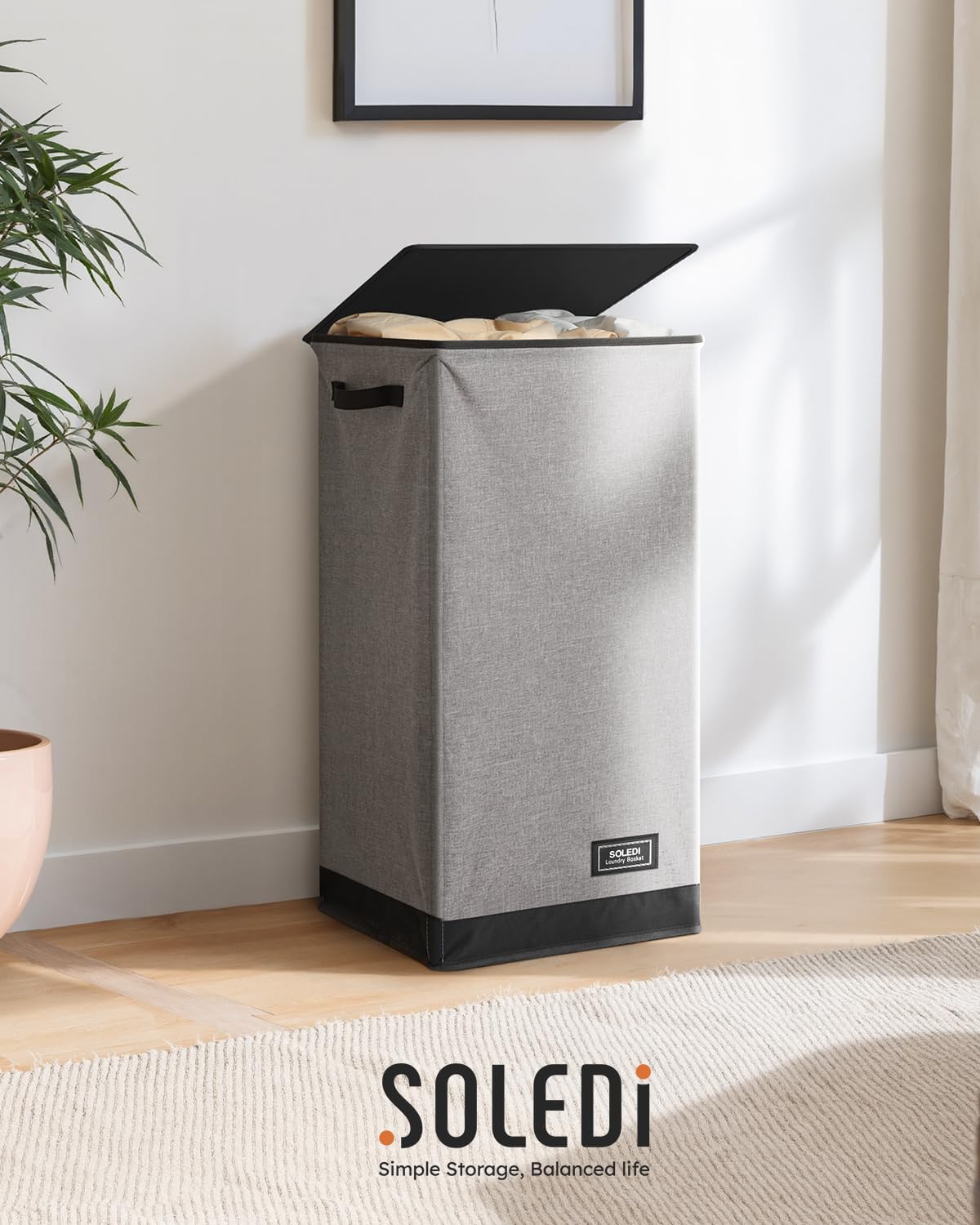 100L Laundry Hamper with Lid, Large Collapsible Laundry Basket