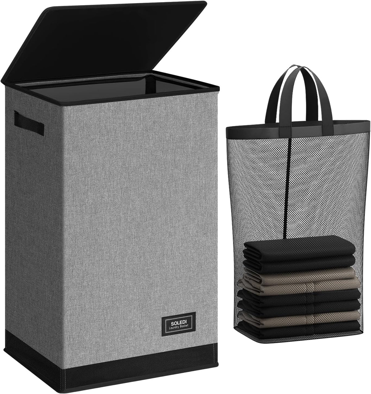 100L Laundry Hamper with Lid, Large Collapsible Laundry Basket