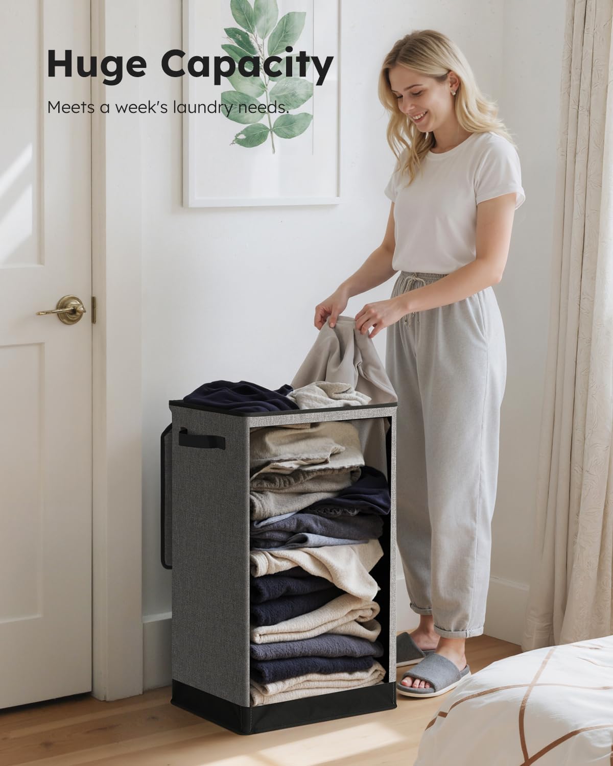 100L Laundry Hamper with Lid, Large Collapsible Laundry Basket