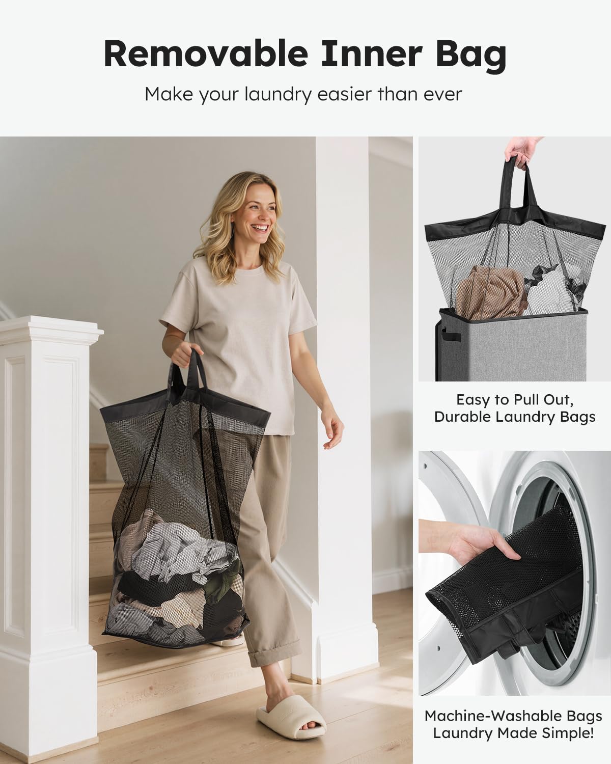 100L Laundry Hamper with Lid, Large Collapsible Laundry Basket