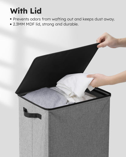 100L Laundry Hamper with Lid, Large Collapsible Laundry Basket