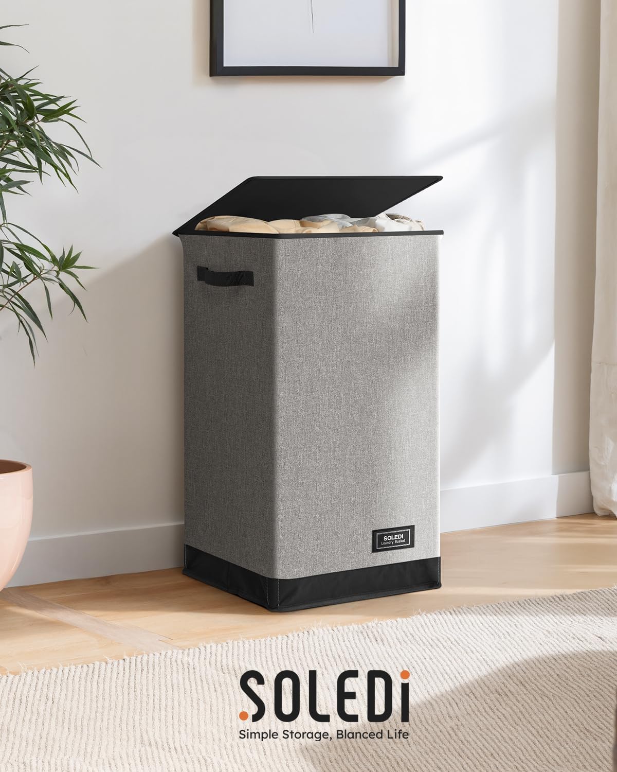 100L Laundry Hamper with Lid, Large Collapsible Laundry Basket