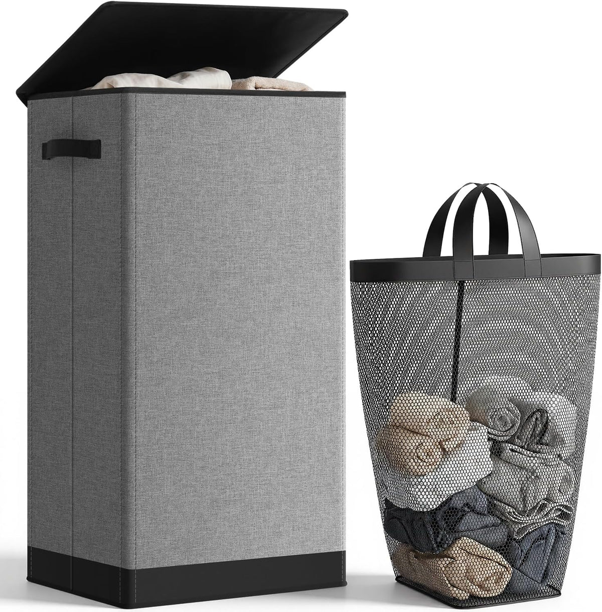 100L Laundry Hamper with Lid, Large Collapsible Laundry Basket