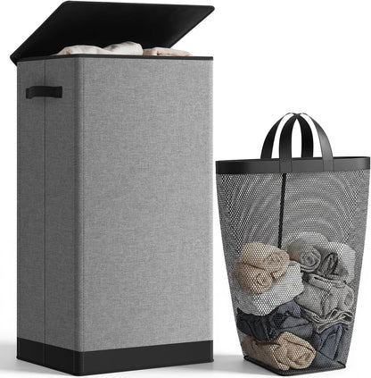 100L Laundry Hamper with Lid, Large Collapsible Laundry Basket