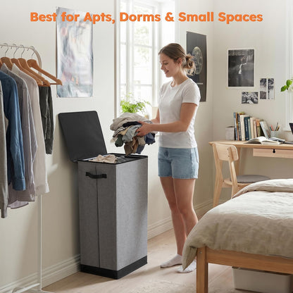 100L Laundry Hamper with Lid, Large Collapsible Laundry Basket