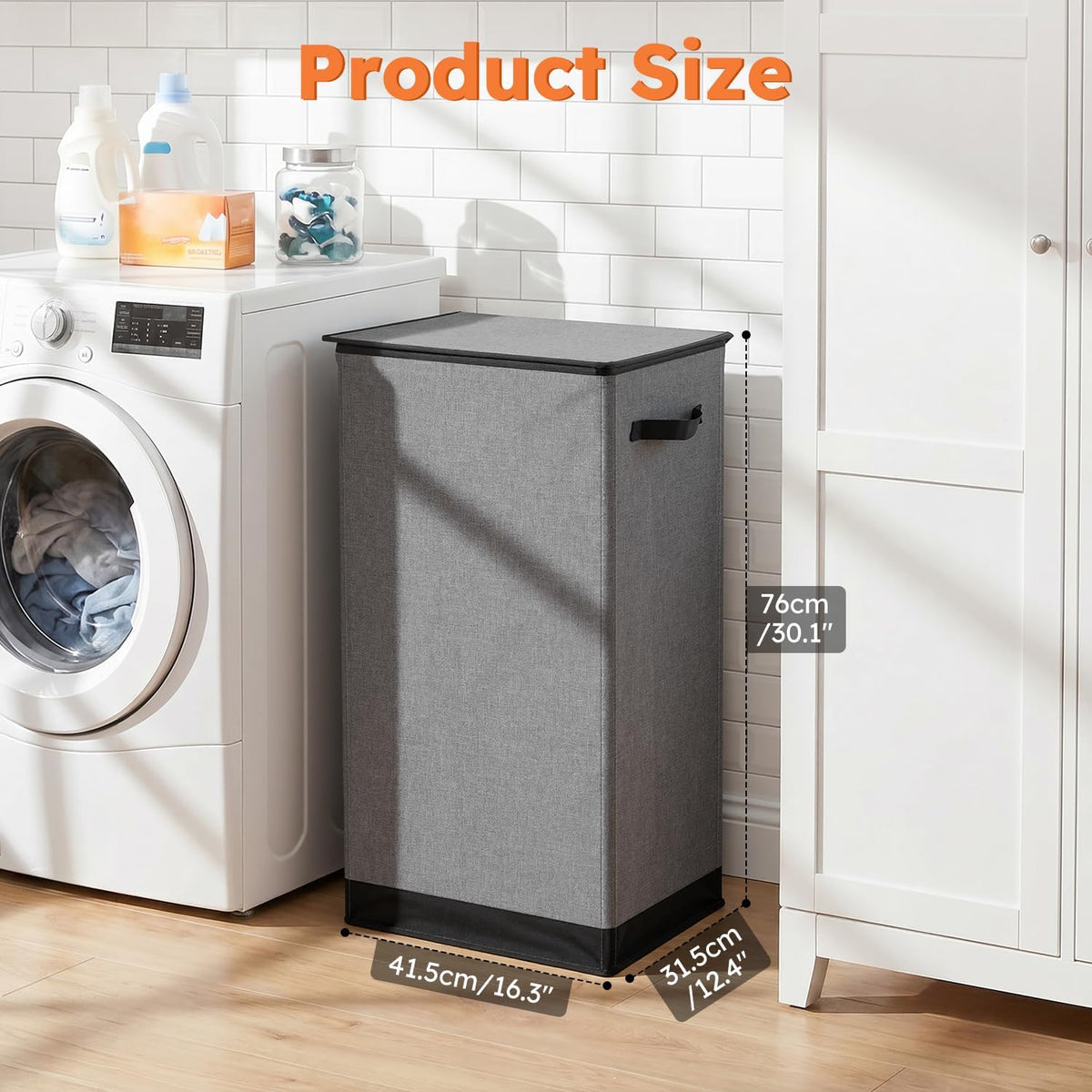 100L Laundry Hamper with Lid, Large Collapsible Laundry Basket