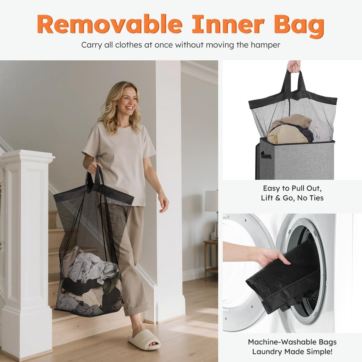 100L Laundry Hamper with Lid, Large Collapsible Laundry Basket