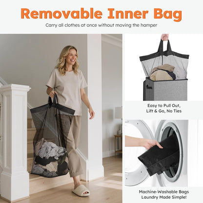 100L Laundry Hamper with Lid, Large Collapsible Laundry Basket