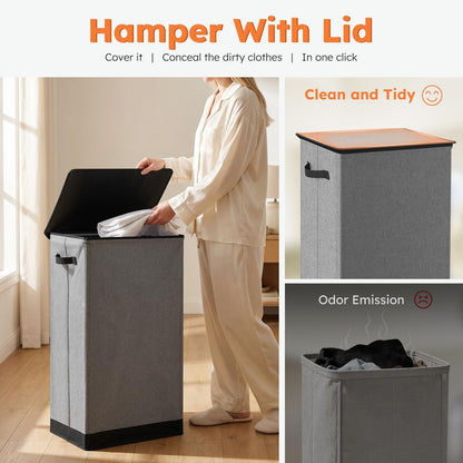 100L Laundry Hamper with Lid, Large Collapsible Laundry Basket