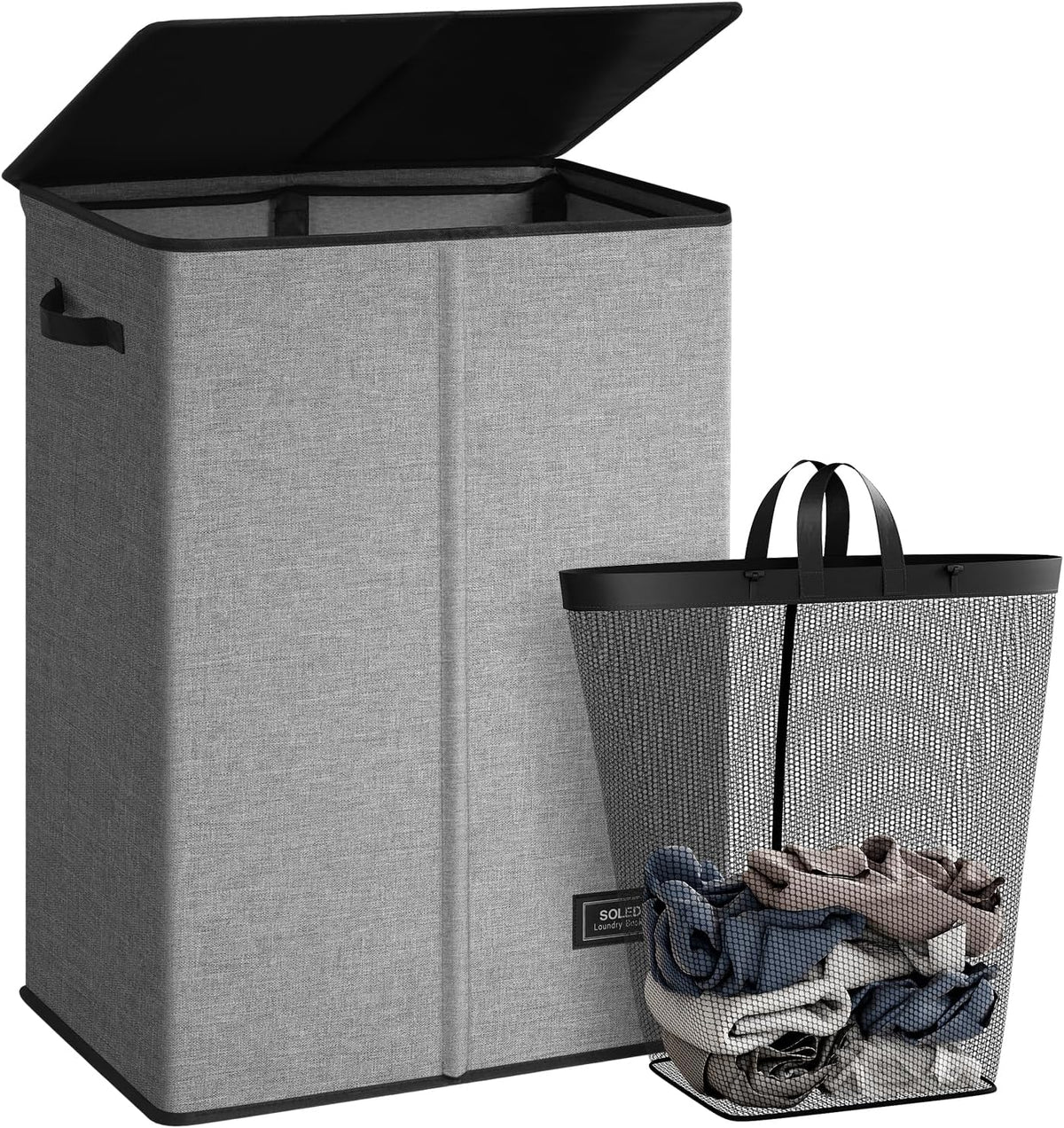 100L Laundry Hamper with Lid, Large Collapsible Laundry Basket