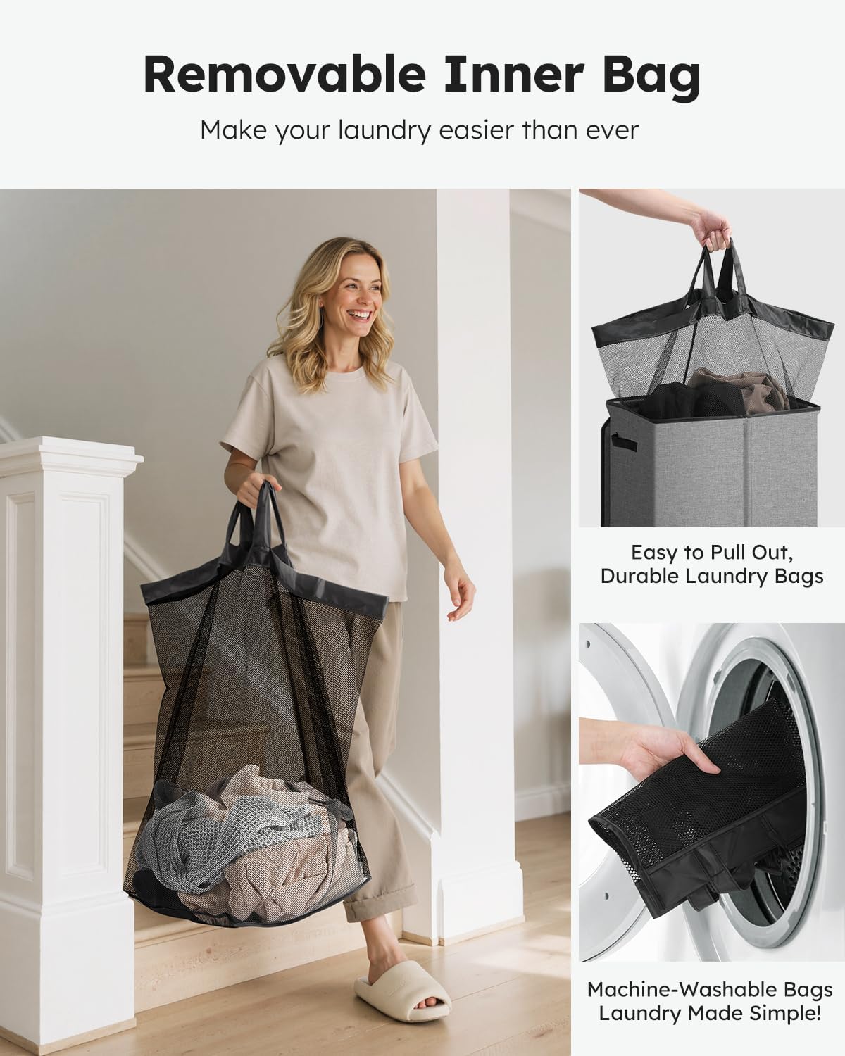 100L Laundry Hamper with Lid, Large Collapsible Laundry Basket