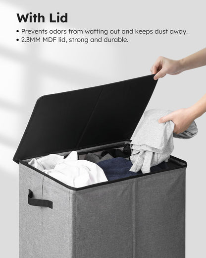 100L Laundry Hamper with Lid, Large Collapsible Laundry Basket