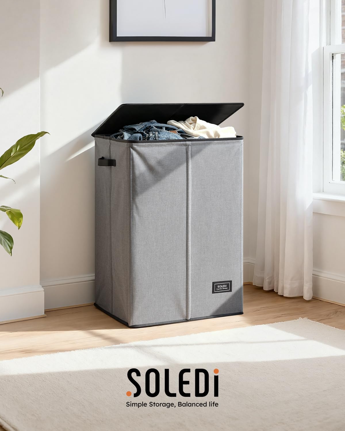 100L Laundry Hamper with Lid, Large Collapsible Laundry Basket