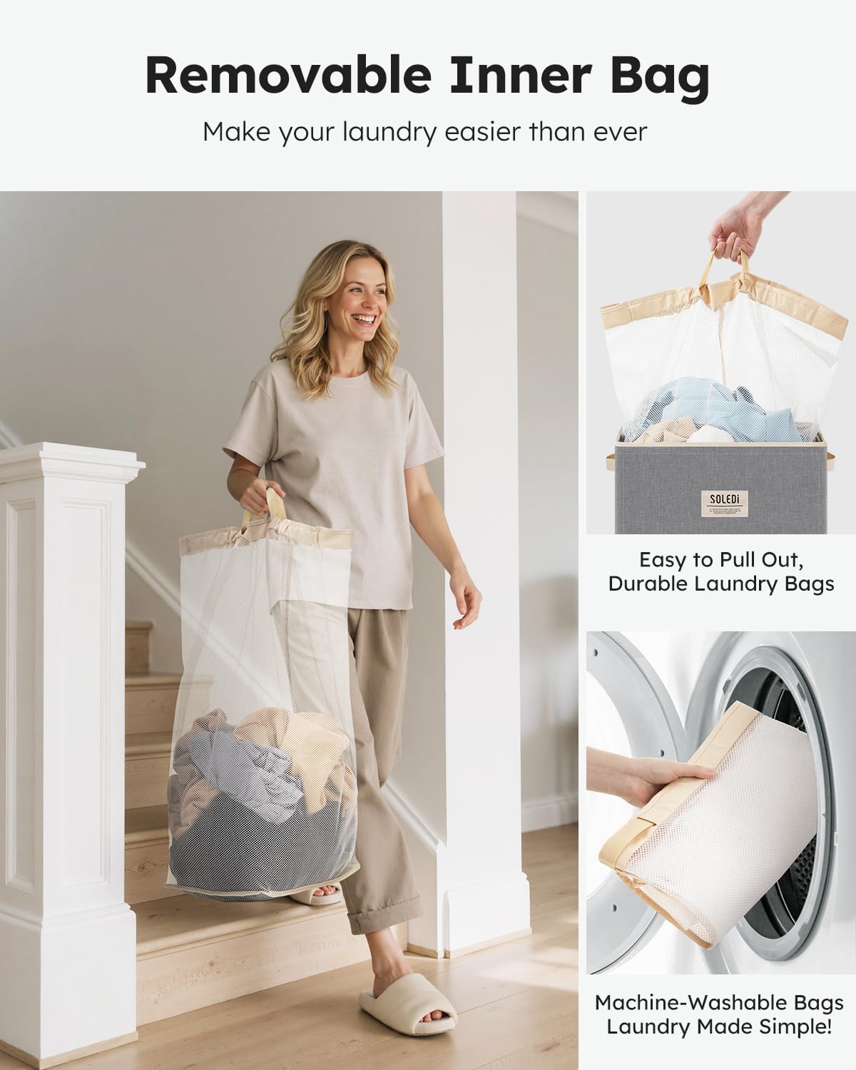 100L Laundry Hamper with Lid, Large Collapsible Laundry Basket