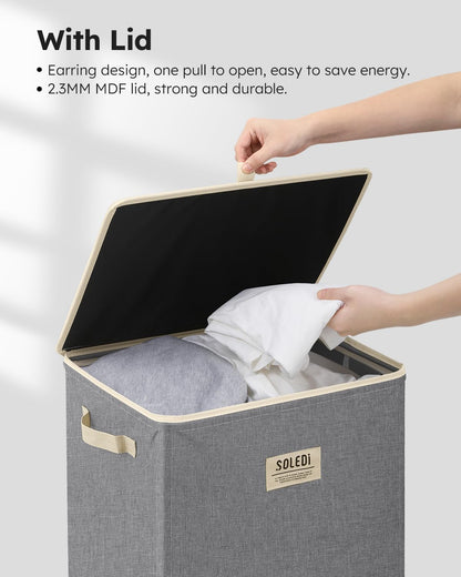 100L Laundry Hamper with Lid, Large Collapsible Laundry Basket