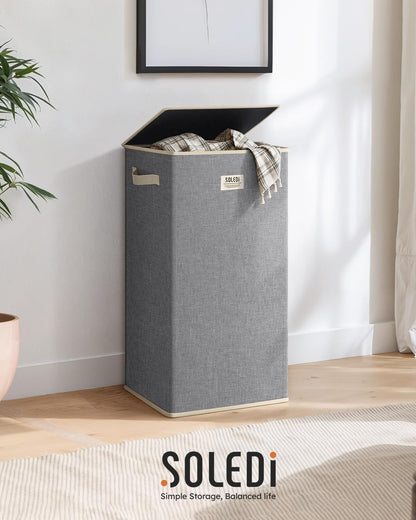 100L Laundry Hamper with Lid, Large Collapsible Laundry Basket