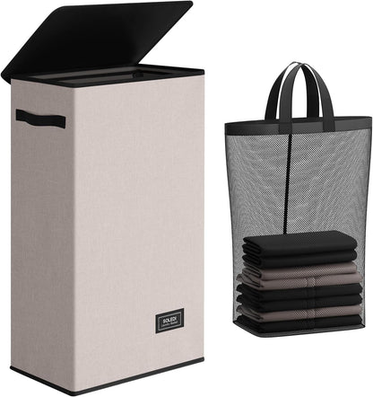 100L Laundry Hamper with Lid, Large Collapsible Laundry Basket