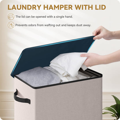 100L Laundry Hamper with Lid, Large Collapsible Laundry Basket