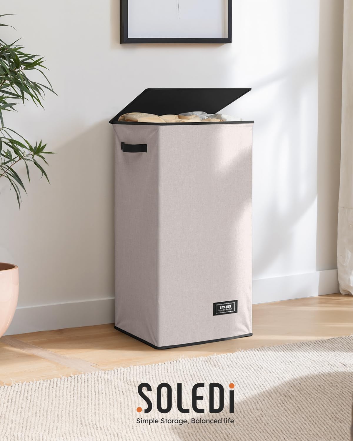 100L Laundry Hamper with Lid, Large Collapsible Laundry Basket
