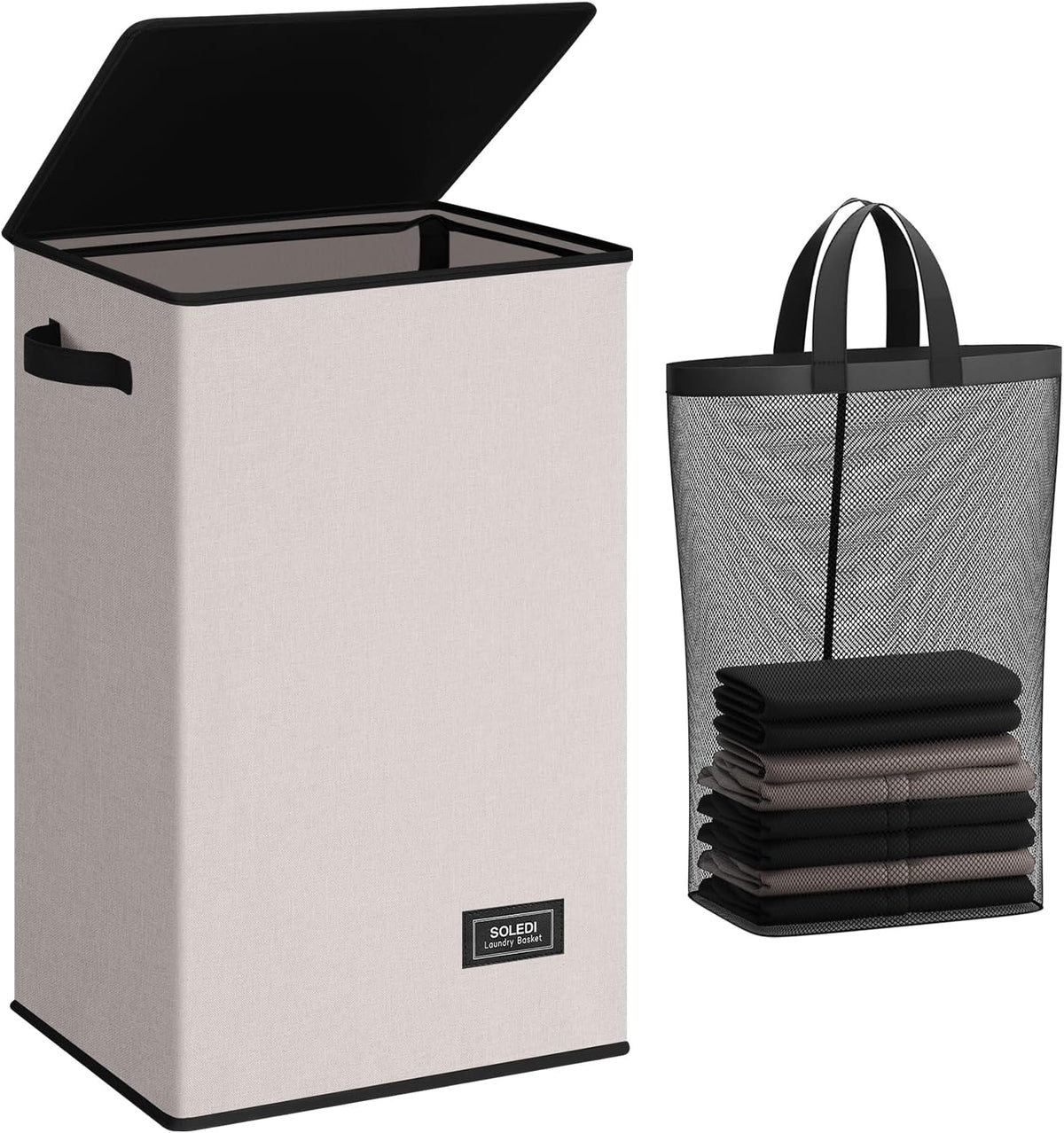 100L Laundry Hamper with Lid, Large Collapsible Laundry Basket