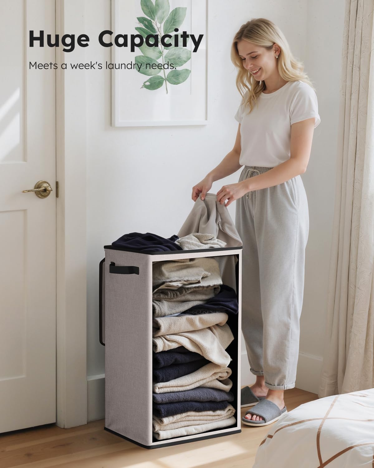100L Laundry Hamper with Lid, Large Collapsible Laundry Basket