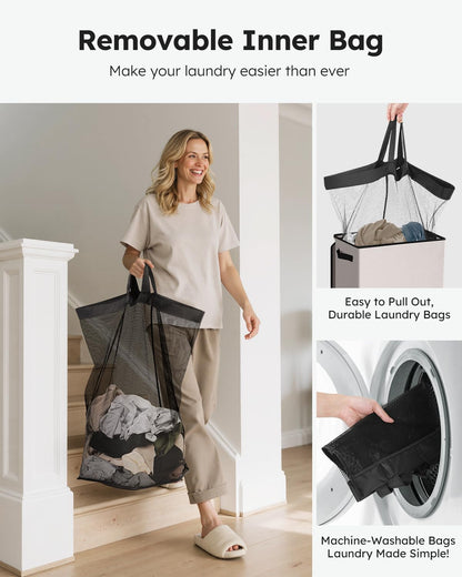 100L Laundry Hamper with Lid, Large Collapsible Laundry Basket