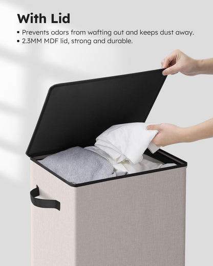 100L Laundry Hamper with Lid, Large Collapsible Laundry Basket