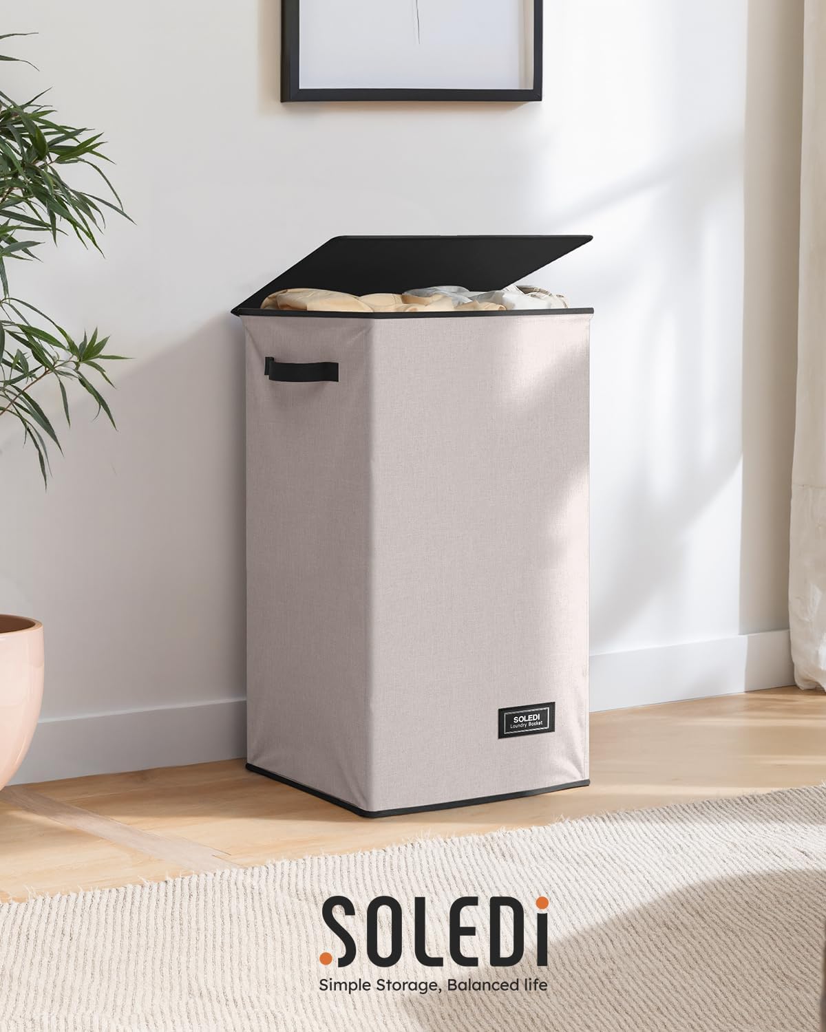 100L Laundry Hamper with Lid, Large Collapsible Laundry Basket