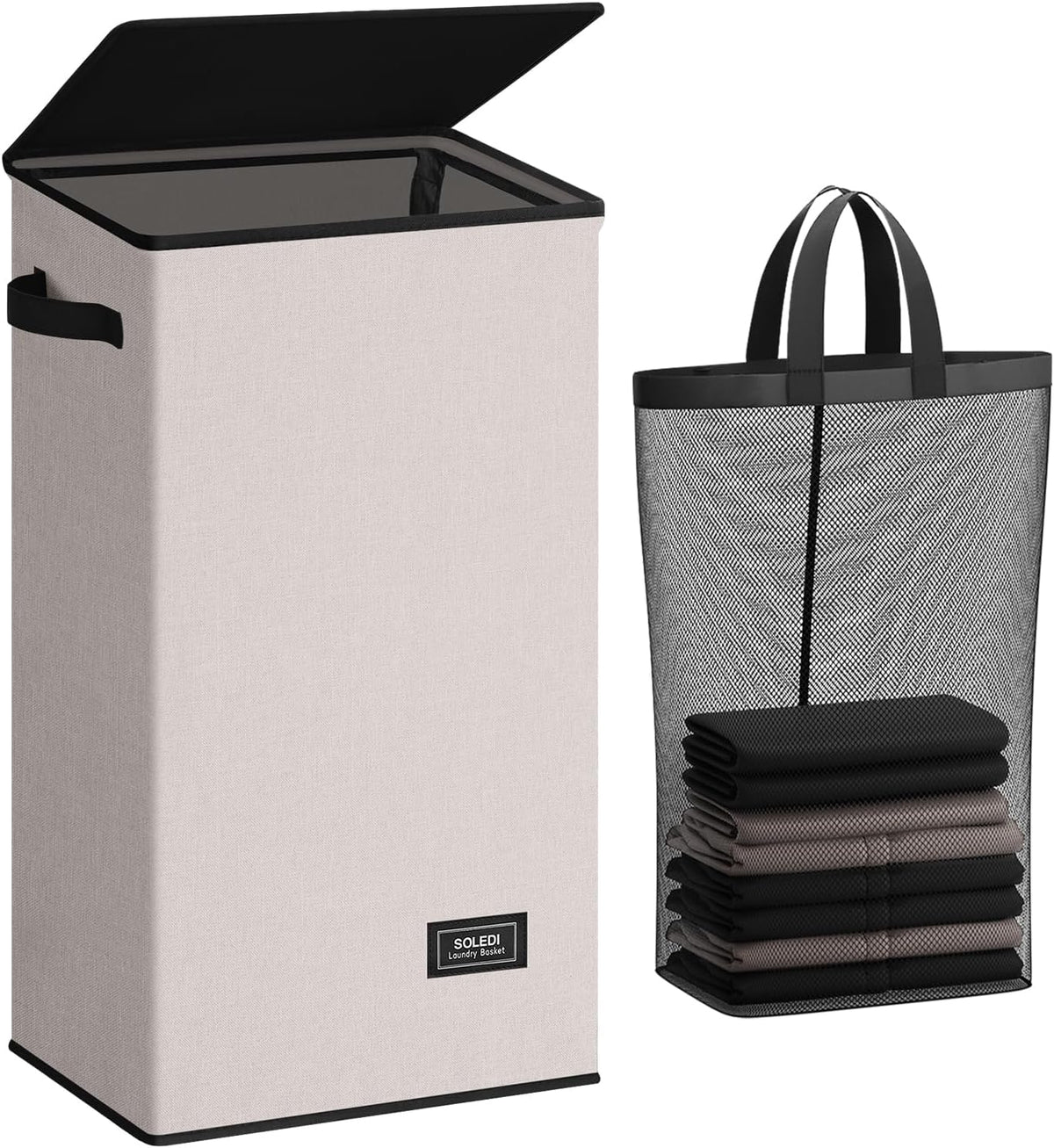 100L Laundry Hamper with Lid, Large Collapsible Laundry Basket