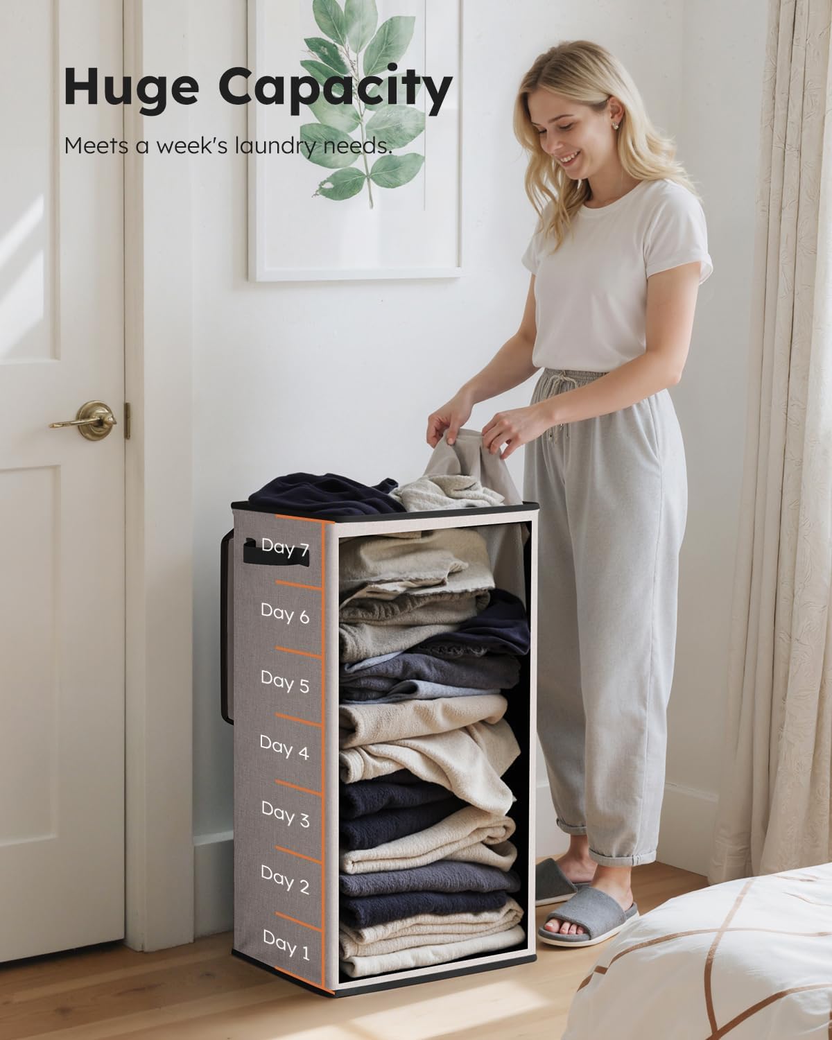 100L Laundry Hamper with Lid, Large Collapsible Laundry Basket