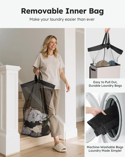 100L Laundry Hamper with Lid, Large Collapsible Laundry Basket