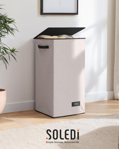 100L Laundry Hamper with Lid, Large Collapsible Laundry Basket