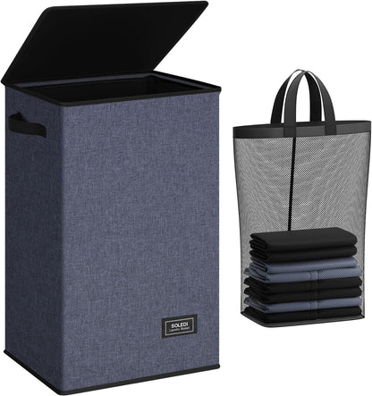 100L Laundry Hamper with Lid, Large Collapsible Laundry Basket