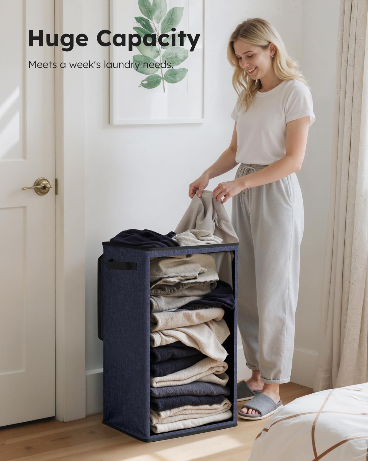 100L Laundry Hamper with Lid, Large Collapsible Laundry Basket