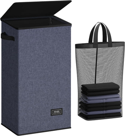 100L Laundry Hamper with Lid, Large Collapsible Laundry Basket