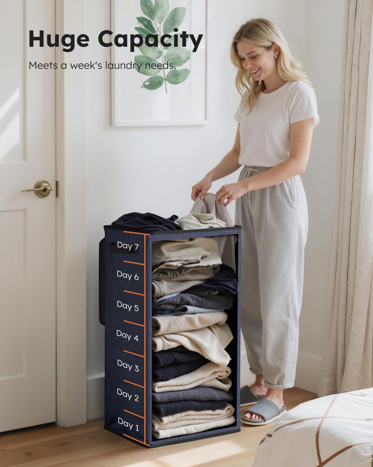 100L Laundry Hamper with Lid, Large Collapsible Laundry Basket