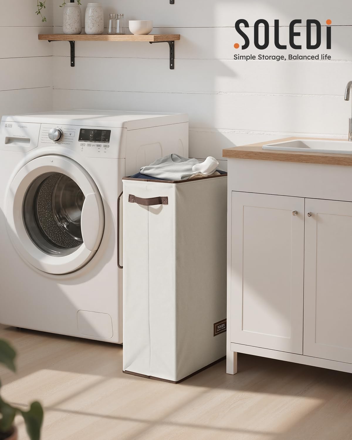 100L Laundry Hamper with Lid, Large Collapsible Laundry Basket