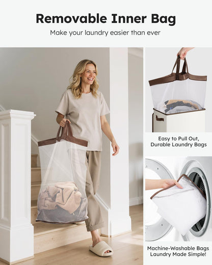 100L Laundry Hamper with Lid, Large Collapsible Laundry Basket