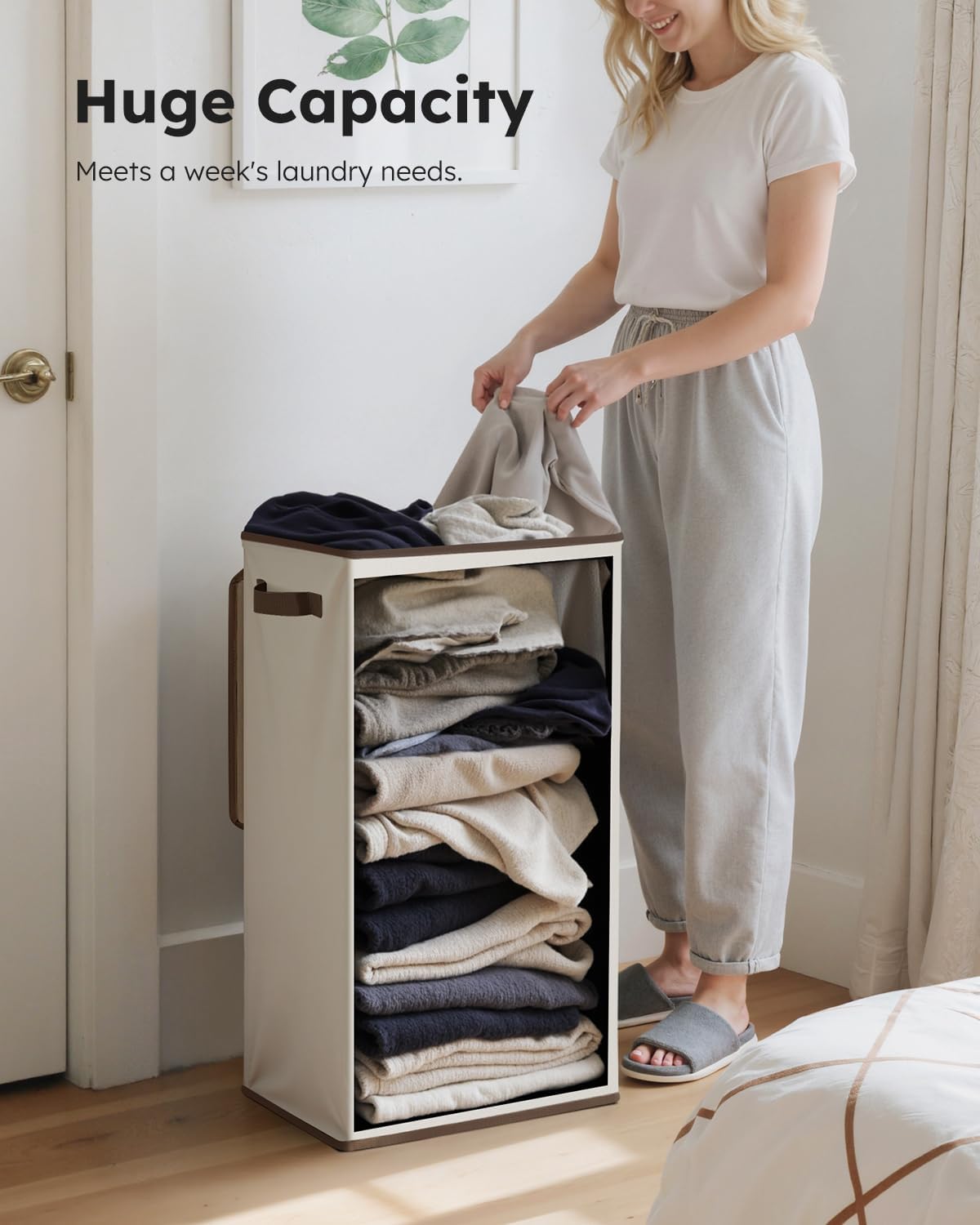 100L Laundry Hamper with Lid, Large Collapsible Laundry Basket