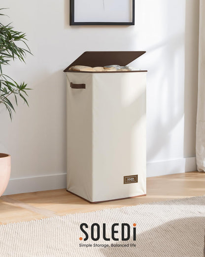 100L Laundry Hamper with Lid, Large Collapsible Laundry Basket