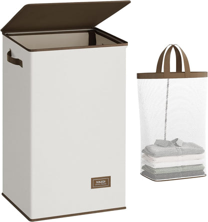 100L Laundry Hamper with Lid, Large Collapsible Laundry Basket