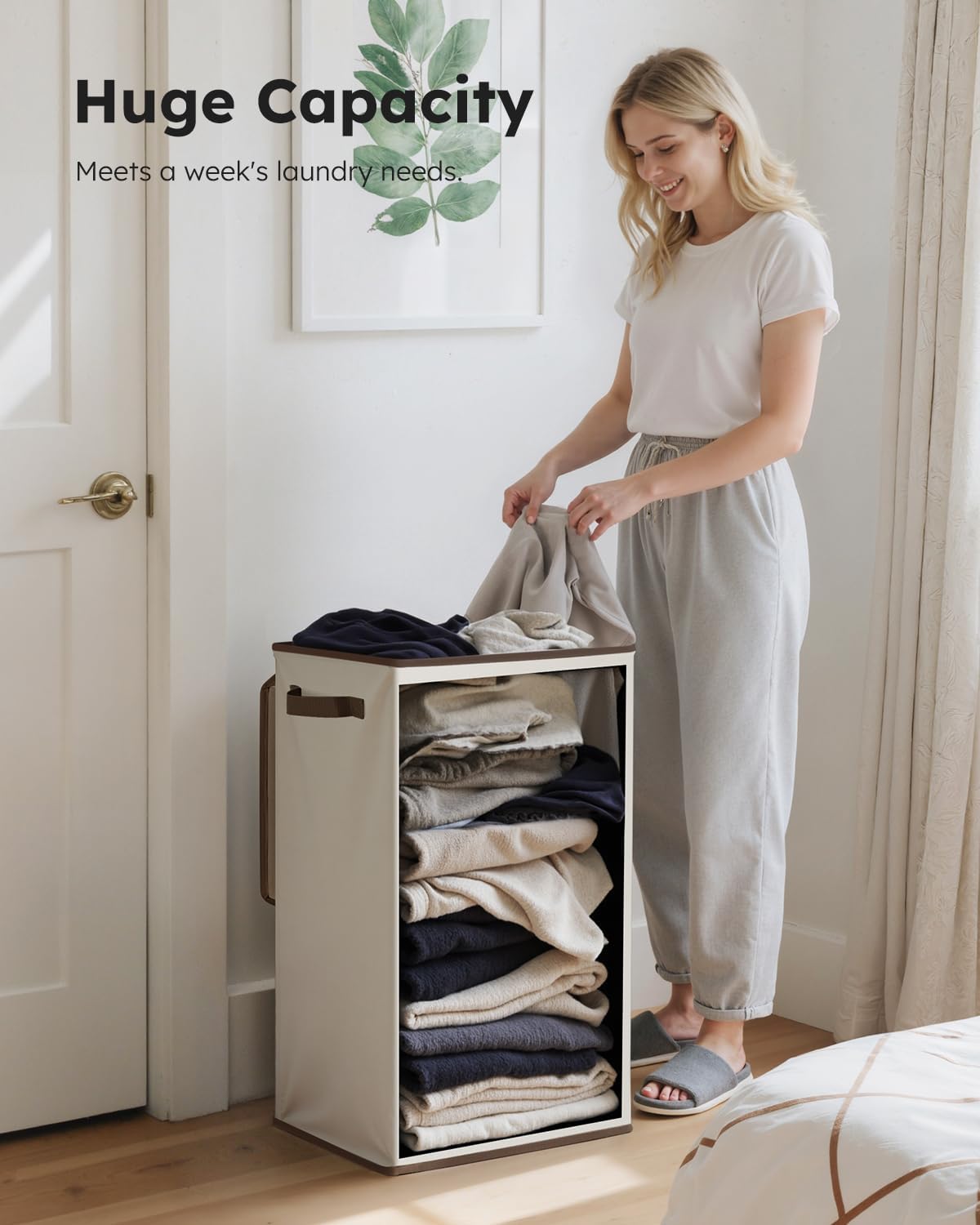 100L Laundry Hamper with Lid, Large Collapsible Laundry Basket