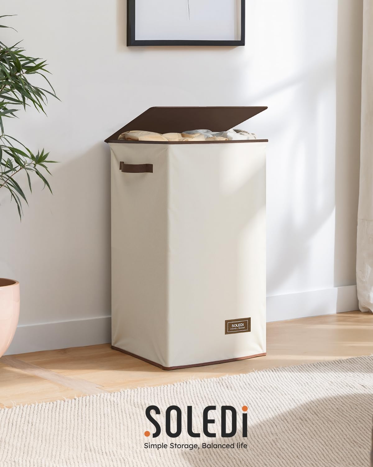 100L Laundry Hamper with Lid, Large Collapsible Laundry Basket